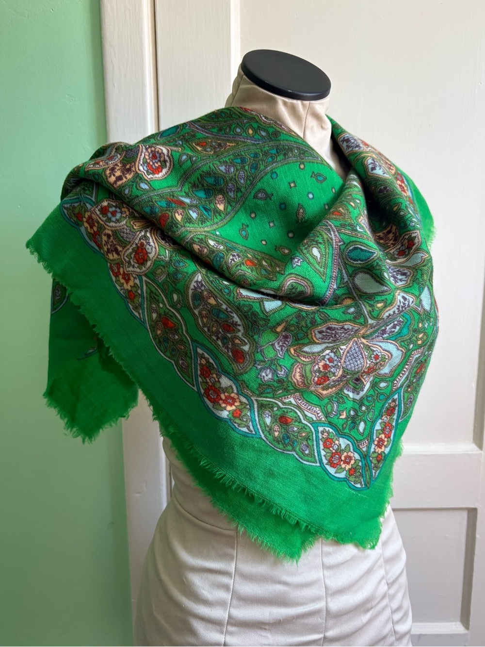 Green Colorful Paisley Print Scarf